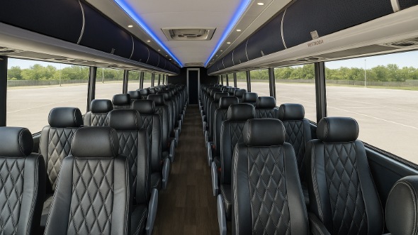 Interior of Charter Bus Company Naperville's 50 Passenger Charter Bus in Naperville