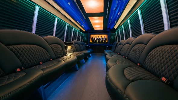 Interior of Charter Bus Company Rockford's Party Bus in Rockford