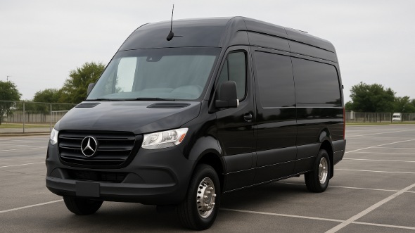 Exterior of Charter Bus Company Aurora's Sprinter Van Rental With Driver in Aurora