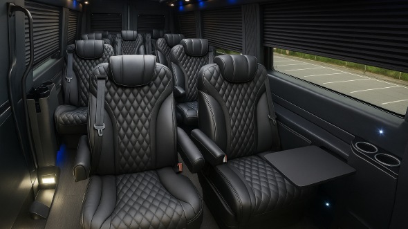 Interior of Charter Bus Company Elgin's Sprinter Van Rental With Driver in Elgin